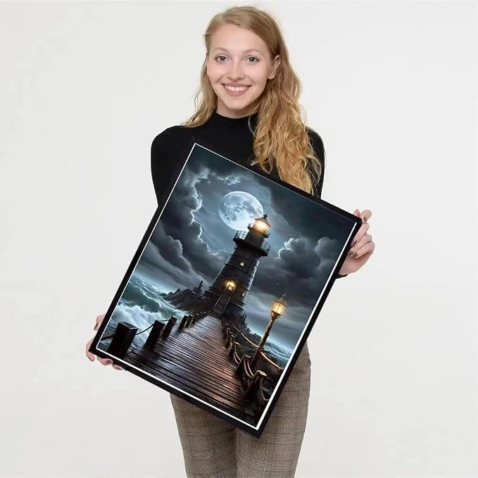 WUDWL Diamond Art Kits for Adults Beginner, Lighthouse DIY Beach Painting - Image 2