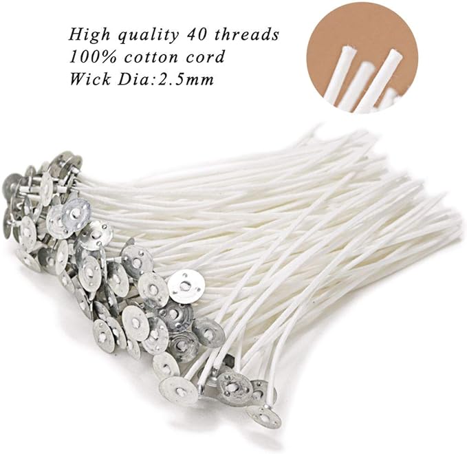 EricX Light 100 Piece Natural Candle Wick, Low Smoke 6" Pre-Waxed & 100% - Image 5
