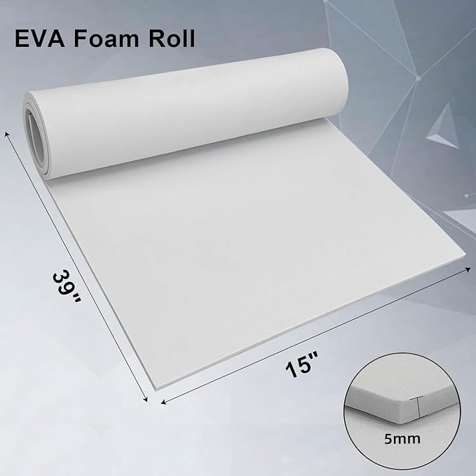 biguphate EVA Foam Roll - 5mm Thick White Craft Foam Sheets - 15" x 39" Large - Image 2
