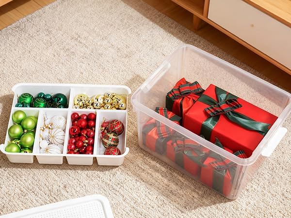 Citylife 32QT 4-Pack Clear Craft Storage Box Buildable Lid Removable Tray | - Image 9