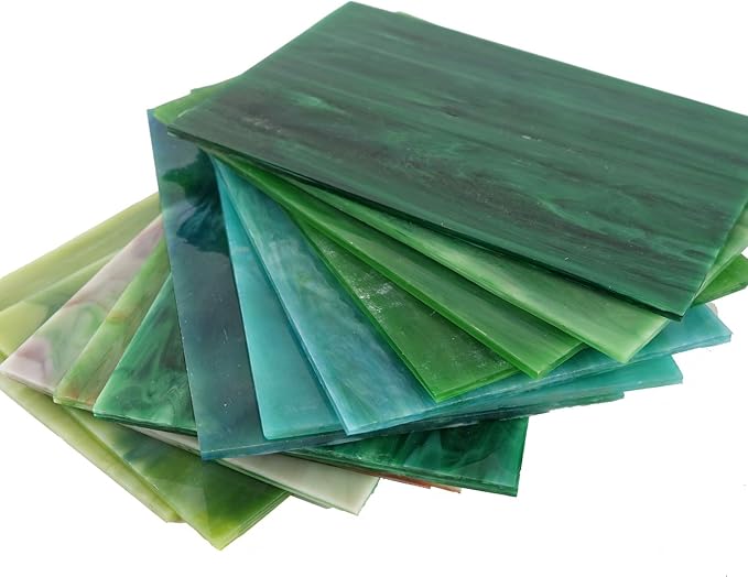 Lanyani 10 Sheets Variety Stained Glass Sheets Pack, 4 x 6 inch Large Cathedral - Image 3