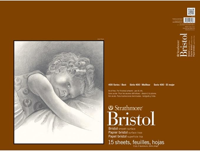 Strathmore 400 Series Tape Bound 2-Ply Bristol Pad, Smooth Surface, 18 X 24 by StrathmorePaper