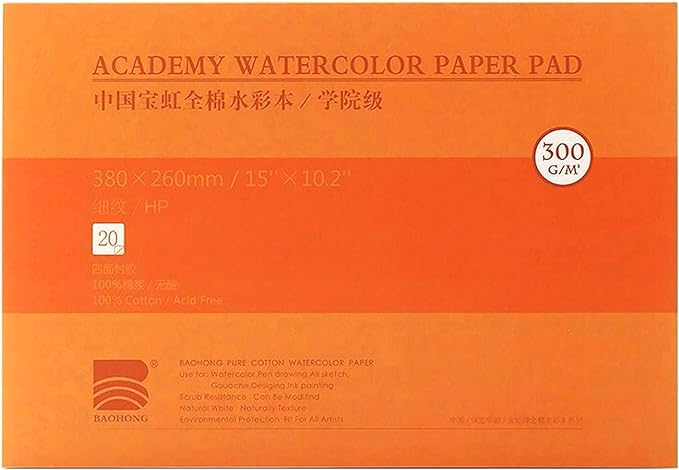 MEEDEN 15X10.2" Watercolor Paper Block, 20 Sheets, Smooth Surface 100% Cotton by MEEDEN