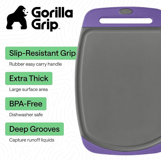 GORILLA GRIP BPA-Free Reversible Kitchen Cutting Board Set of 3, US Designed - Image 2