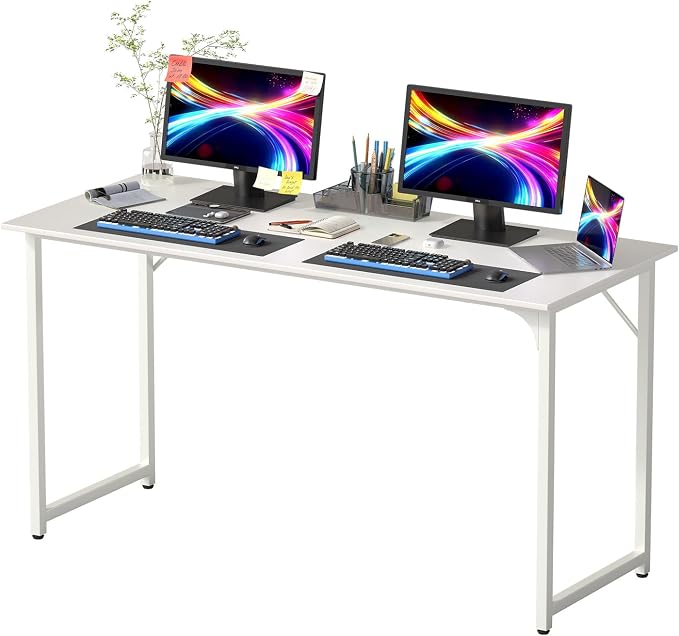 PayLessHere | 55 Inch Computer Desk | White | Office Desk by PayLessHere