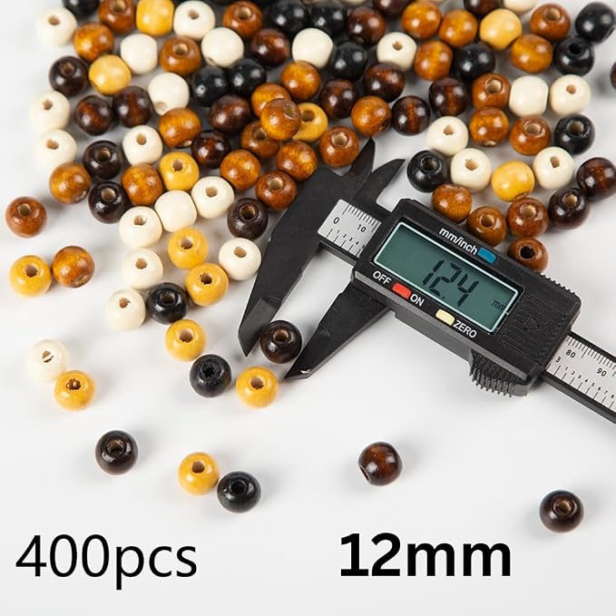 400pcs 12mm Large Wooden Beads for Crafts, Big Hole Natural Wood Beads Bulk - Image 2