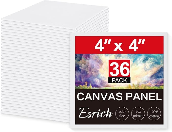 ESRICH Mini Canvases for Painting, 4x4In Canvas in Bulk 36 Pack Small Canvas by ESRICH