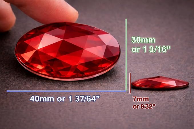 40x30mm Orange Hyacinth .HC Large Flat Back Oval Acrylic Rhinestones Cosplay - Image 4