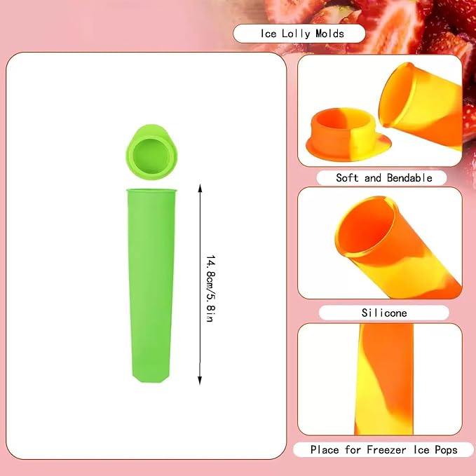 6Pcs Silicone Popsicle Molds Multicolor Popsicle Ice Pop Molds Baby Popsicle - Image 2