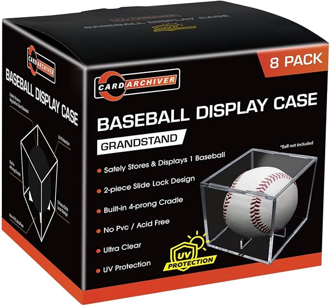 8 Pack Baseball Display Cases by CARDARCHIVER