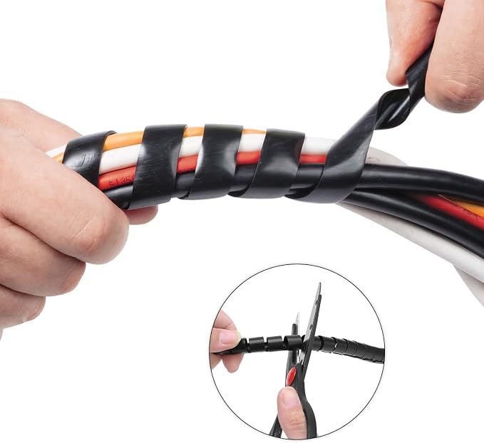 Spiral Cable Wrap - 45 Ft 5/16" Spiral Wire Wrap Cord Covers Bundle Sleeve Hose - Image 3