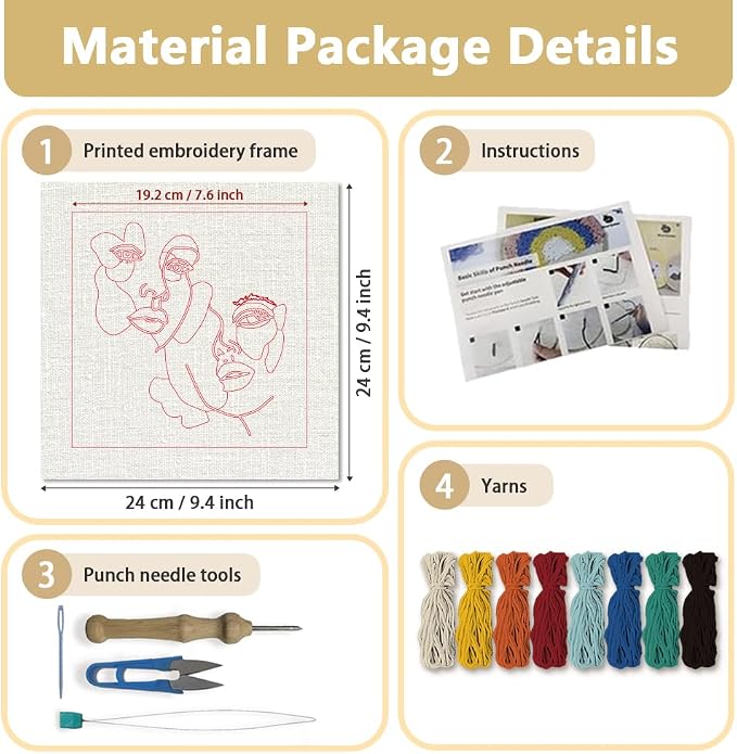 Doodlream Line Female Face DIY Punch Needle Embroidery Kit - Image 2