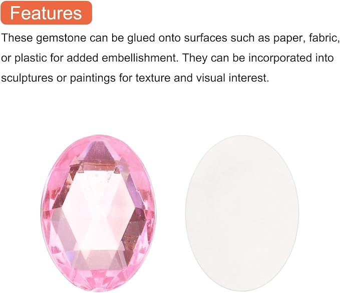 MECCANIXITY 10Pcs Acrylic Oval Gems 30x40 mm Flat Back Artificial Rhinestones - Image 4
