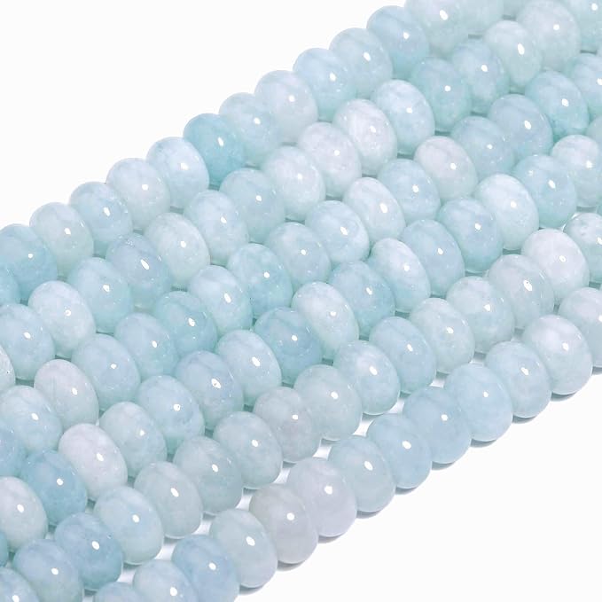 Songxi 5x8mm Natural Aquamarine Stone Rondelle Beads, Gemstone - Image 3