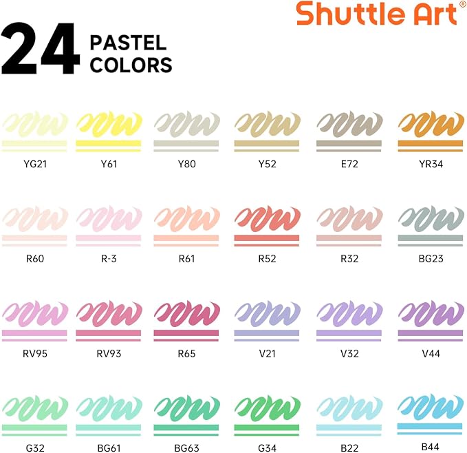 Shuttle Art Automatic Ink Control Acrylic Paint Markers, 24 Pastel Colors Brush - Image 2