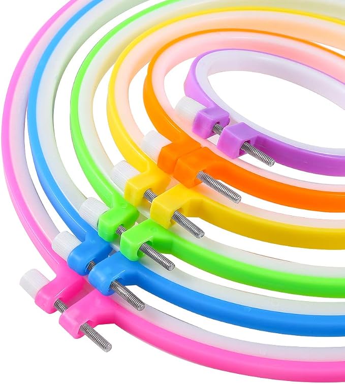 Caydo 6 Pieces Embroidery Hoops and 15 Needles, Plastic Circle Cross Stitch - Image 4