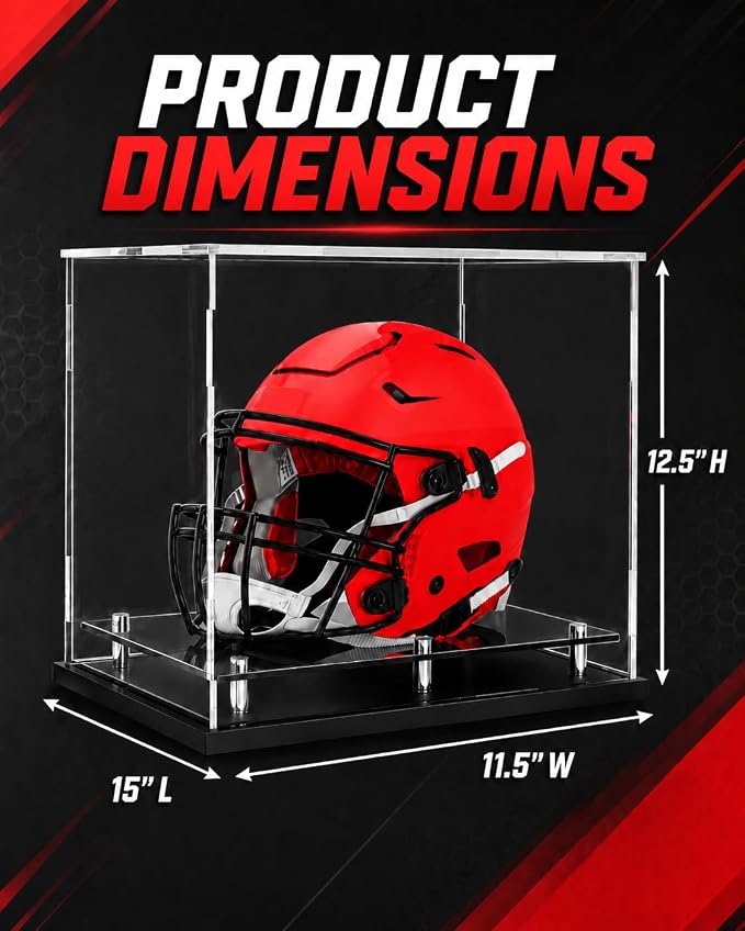 Football Helmet Display case Full Size, Self-Assembly Acrylic Helmet Display - Image 2