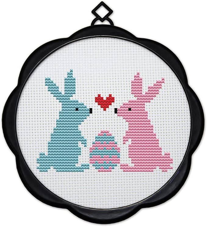 Awesocrafts Cross Stitch Kits Rabbits and Eggs 11CT Stamped Patterns Easy Cross by Awesocrafts