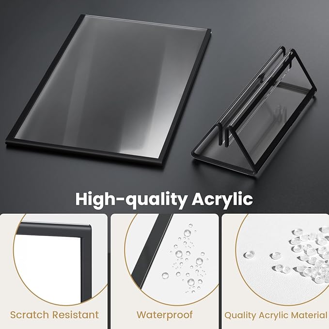 6 Pcs Acrylic Sign Holder 8.5X11 Double-Sided Black Picture Frame | Acrylic - Image 5