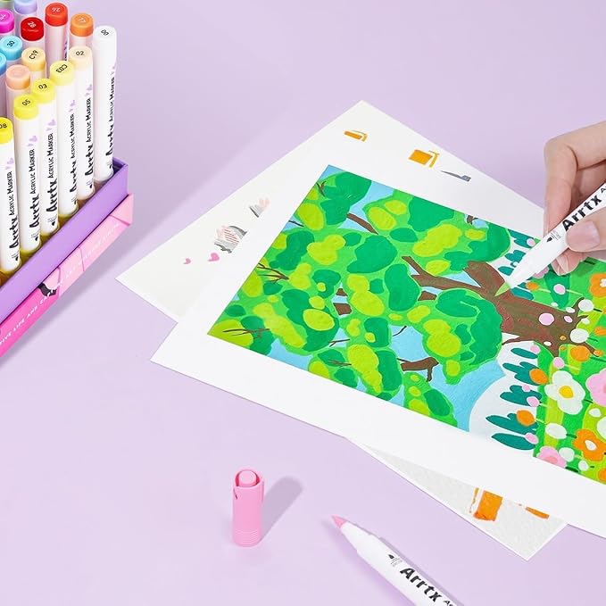 Arrtx Acrylic Paint Markers 60B, Brush Tip Art Markers - Image 7