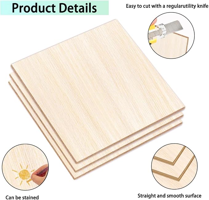 DIYDEC 18 Pack Basswood Sheets 6X 6 x 1/16 Inch Thin Plywood Sheets Unfinished - Image 3