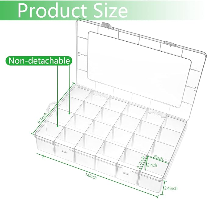 Gbivbe Large 24 Grids Plastic Organizer Box Adjustable Dividers, Art DIY Crafts - Image 2