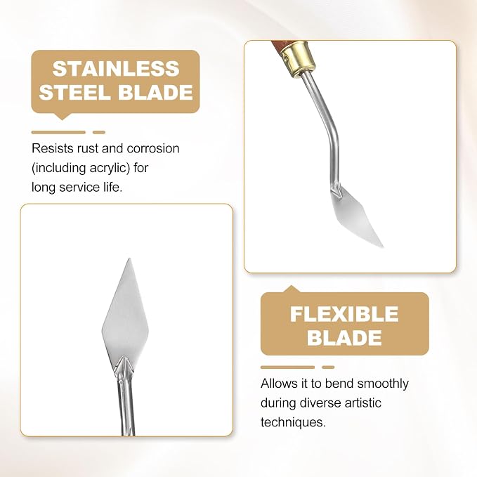 HARFINGTON Palette Knife Painting Tool 1.38" x 0.51" Stainless Steel Teardrop - Image 4