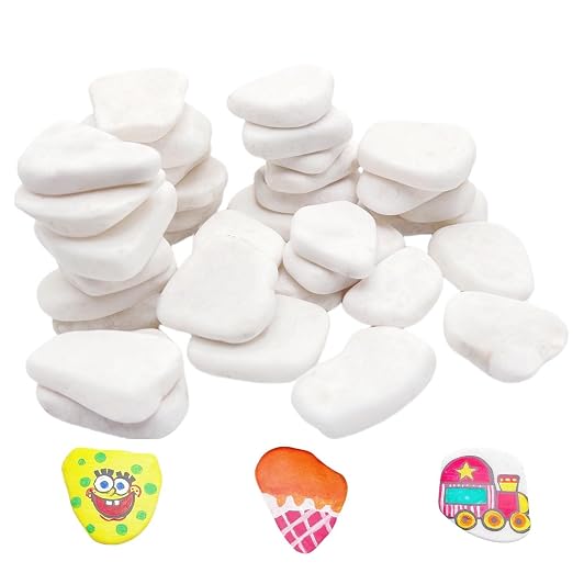 Lifetop 20PCS Smooth Painting Rocks, 1.2"-2.0" White, Flat Natural Irregular by lifetop