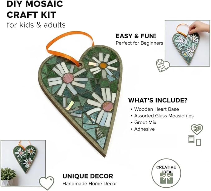 TATREBCRE DIY Mosaic Kit for Adults – Feather, Cat & Heart Designs – Christmas - Image 7