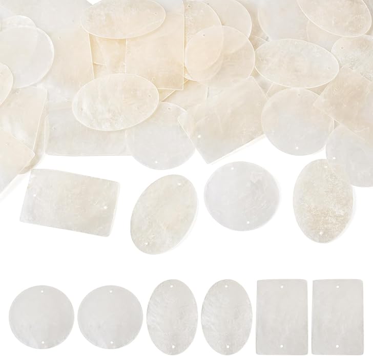 Shell Connector Charms Natural Capiz Shell Slice by Magibeads