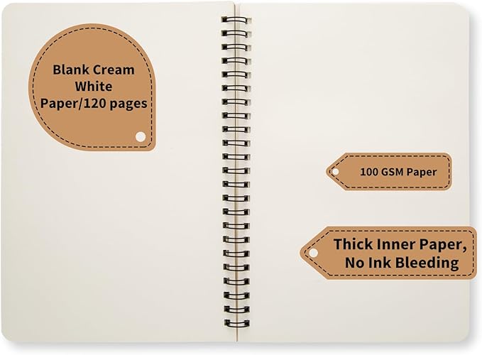 24 Pack A5 Spiral Notebook, Soft Cover, Blank Sketch, Wire-Bound Journal - Image 3