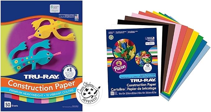 Tru-Ray Construction Paper, 10 Vibrant Colors, 50 Sheets & Construction Paper by Tru-Ray%C2%AE