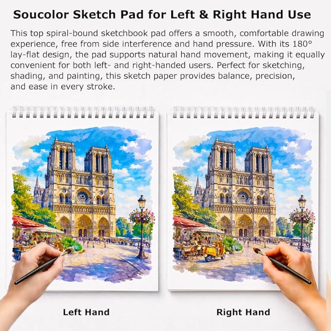 Soucolor Sketch Book 9x12, 100 Sheets Drawing Pad, Art Sketchbook - Image 6