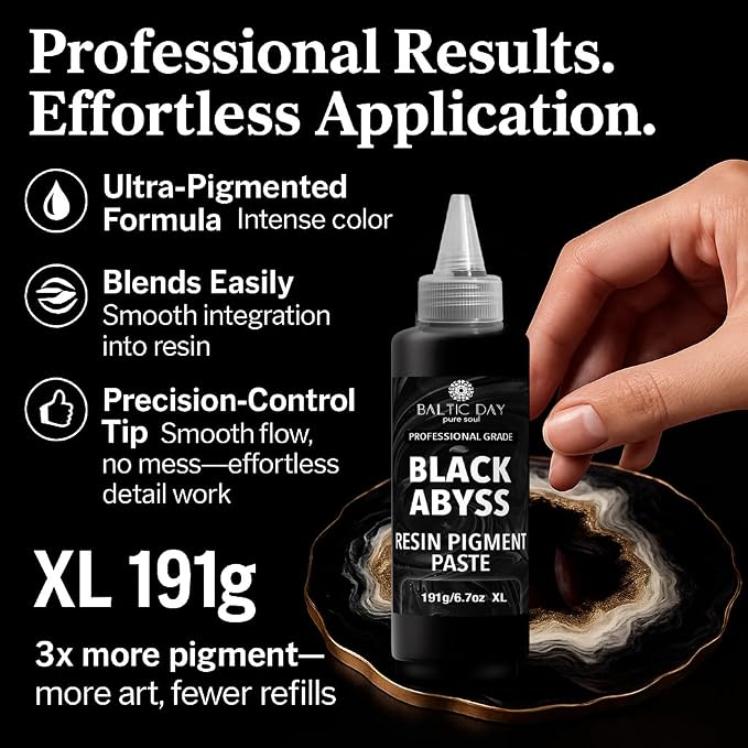 BALTIC DAY Black Abyss Epoxy Resin Pigment Paste XL – Opaque Epoxy Dye & High - Image 2