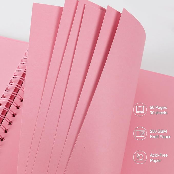 RECUTMS 10x10 Scrapbook Album 60 Page Kraft Paper Wedding Memory Book Pink | - Image 5