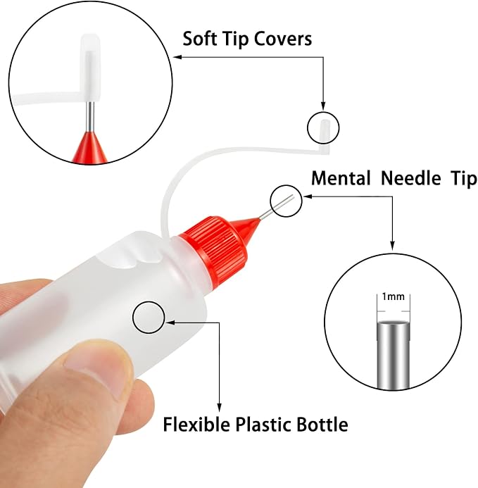 18PCS Precision Needle Tip Glue Applicator Bottles, 6 Color 50ML/1.69 OZ Fine - Image 2