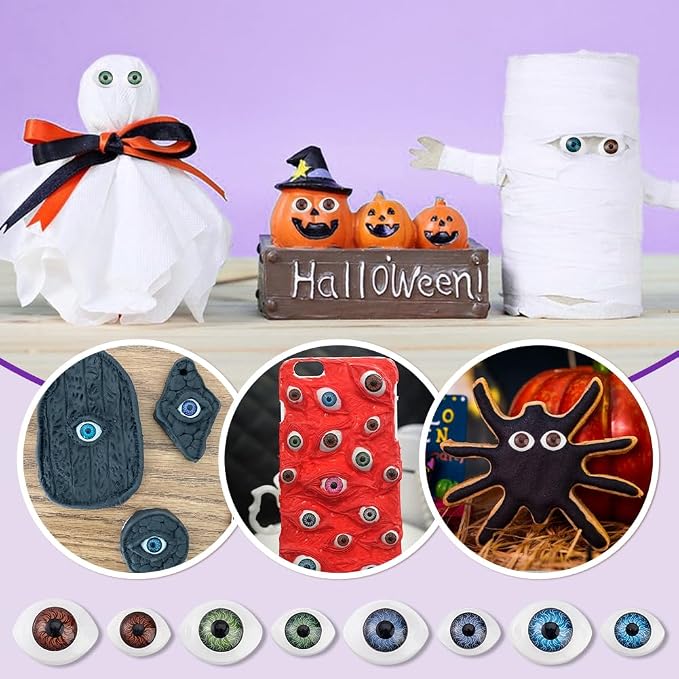 AHANDMAKER 80 pcs Half Round Doll Eye, Plastic Doll Craft Eyes Scary Eyes - Image 6