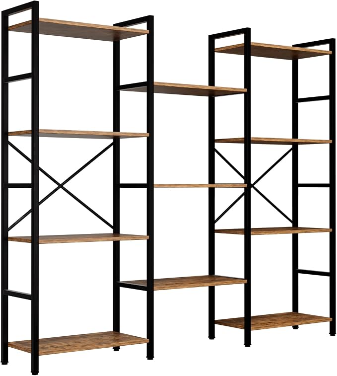 GRUSIGN Triple 4 Tier Book Shelf, Modern Bookcase Shelf, Freestanding Large by GRUSIGN