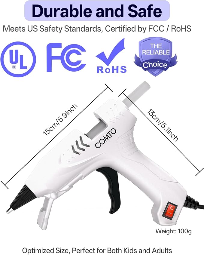 Mini Hot Glue Gun with 30 Glue Sticks, Precision Glue Flow, Extra-Long 55" Cord - Image 6