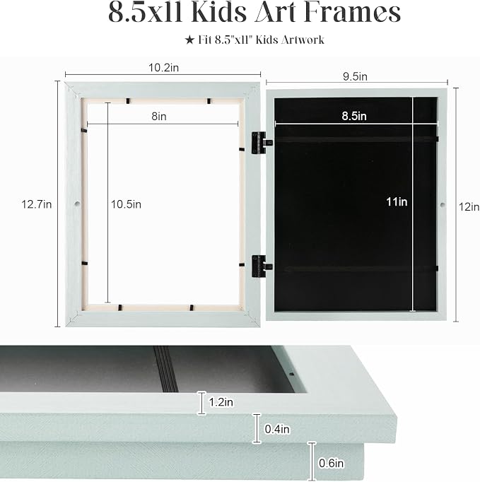 Kids Art Frames, 8.5x11 Front Opening Kids Artwork Frames Changeable, Pale - Image 4
