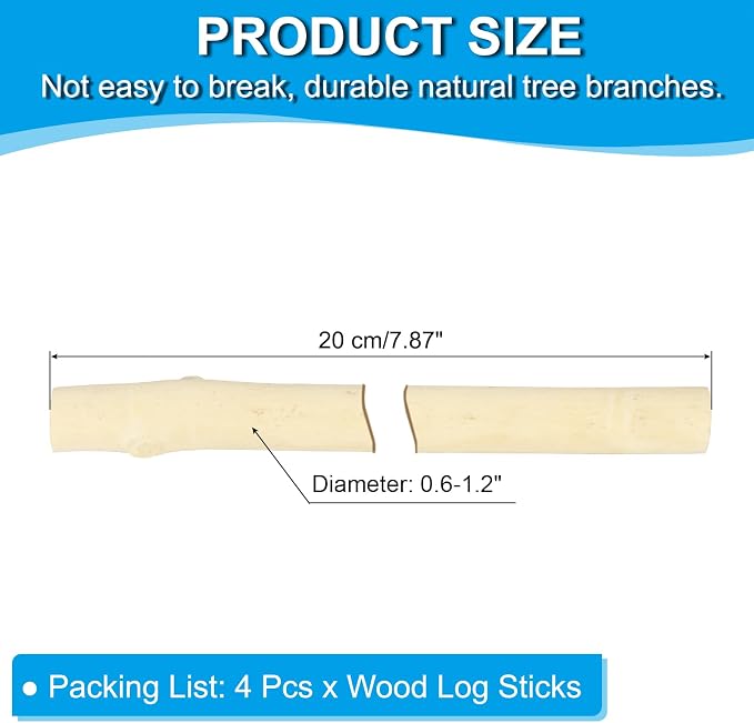 PATIKIL 4 Pcs / 20cm Wood Log Sticks, 0.6-1.2inch in Diameter Natural Driftwood - Image 2