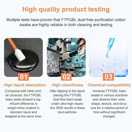 100pcs Foam Cleaning Swabs, Professional Lint Free Sponge Tip Lab Swab - Image 5