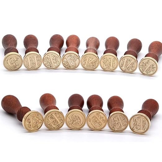Medieval Initial Alphabet Sealing Wax Stamps, Brass Head Wooden Handle - Image 5