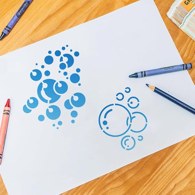 2Pcs Bubbles Stencils for Painting, 11.69"x8.27" Reusable Plastic Blowing - Image 6