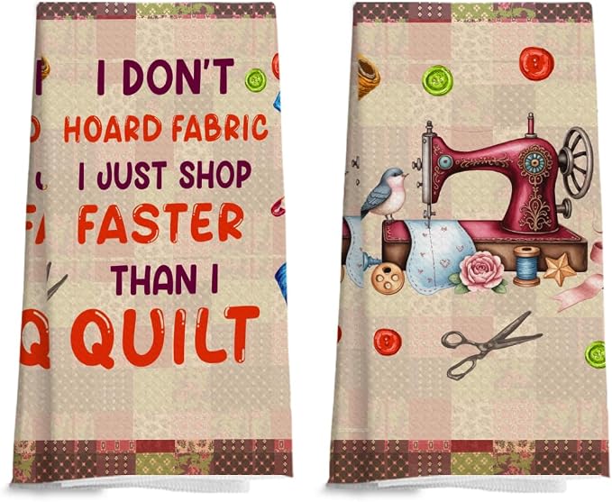 Quilters Gifts Kitchen Towels, Sewing Quilting Lovers Gifts Kitchen Towels by Unknown