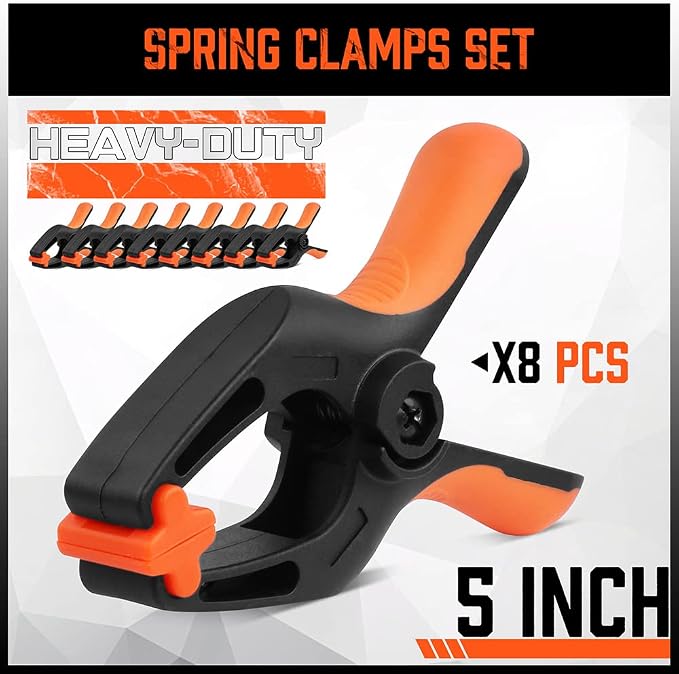 HORUSDY 8-Pack Spring Clamps Heavy Duty, 5-inch Large Plastic Clamps - Image 5