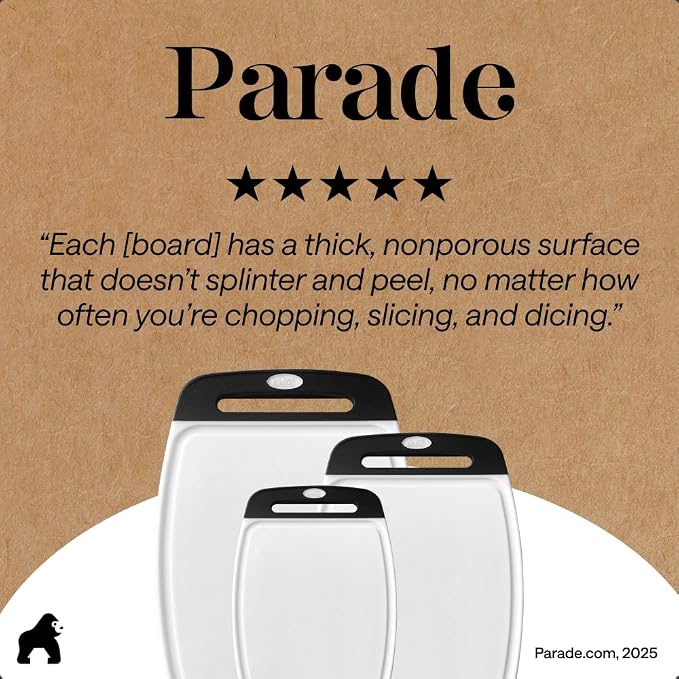 GORILLA GRIP BPA-Free Reversible Kitchen Cutting Board Set of 3, US Designed - Image 9
