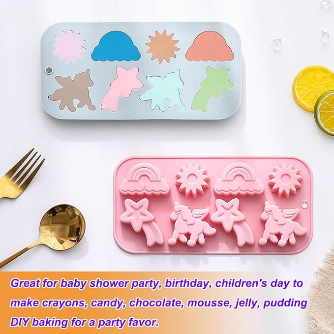 2 Pack Unicorn Molds Silicone 8 Cavity 3D Flying Unicorn Themed Baking Mould - Image 8