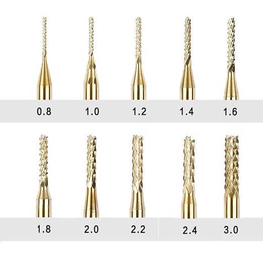Titanium Coated Engraving Milling Cutter Carbide Bits, 1/8'' Shank, 10 Pieces - Image 2