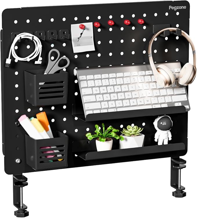 PEGZONE Clamp on Desk Pegboard, 20.4" x 16.5", by Pegzone
